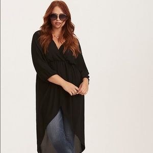 Torrid black Georgette Hi-Lo Surplice Top